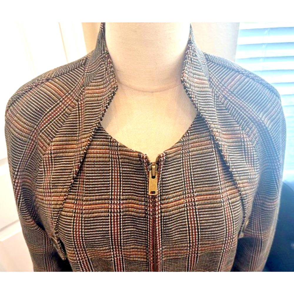 ETCETERA Brown Multi Plaid Fancy Blazer Jacket SZ 12 NEW Career Cocktail $450